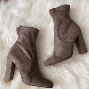 Steve Madden Mid-Calf Sock Boots Taupe Suede Sz 6